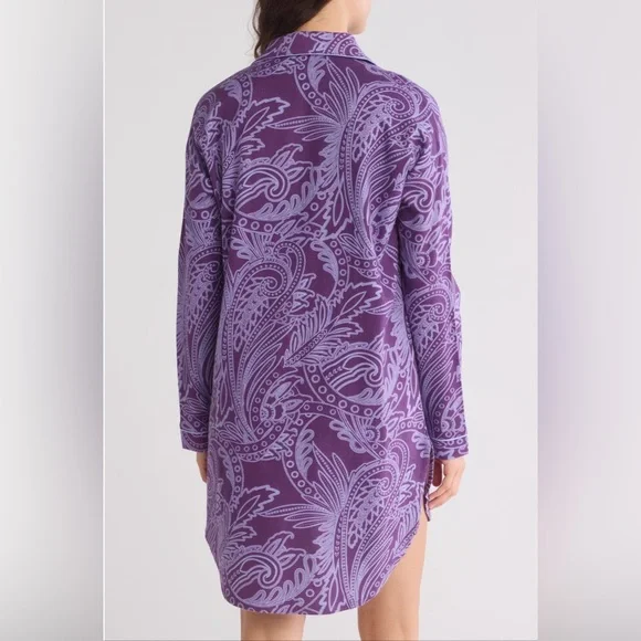 NWT Ted Baker Purple Paisley button-down Women's Sleep Shirt — loungewear - Picture 5 of 12